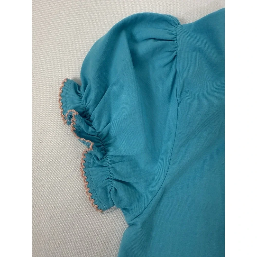 NWT Busy Bees Smocks Aqua Blue Striped Short Set Girls Size 5‎